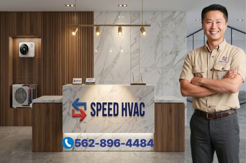 LA 및 OC 에어컨·히터 전문 Speed HVAC 리셉션 룸과 Kevin Park 대표 컨트랙터